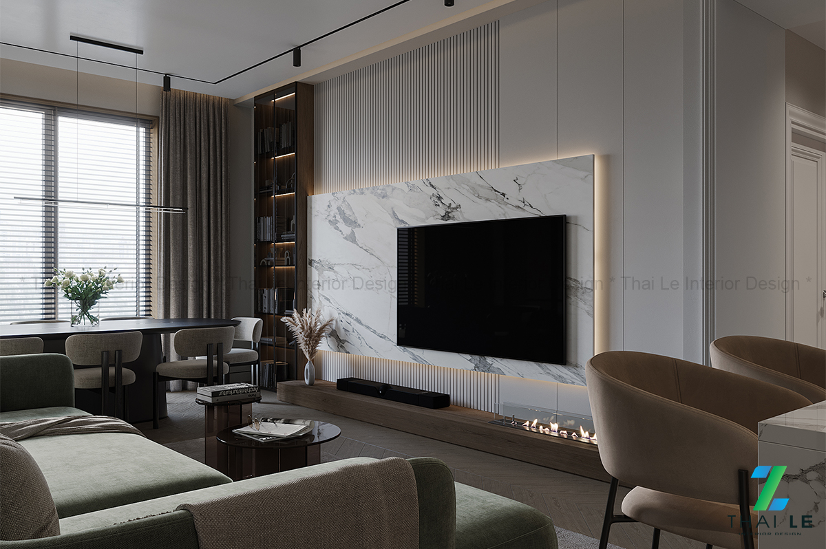 Thiết kế nội thất phòng khách Serene
