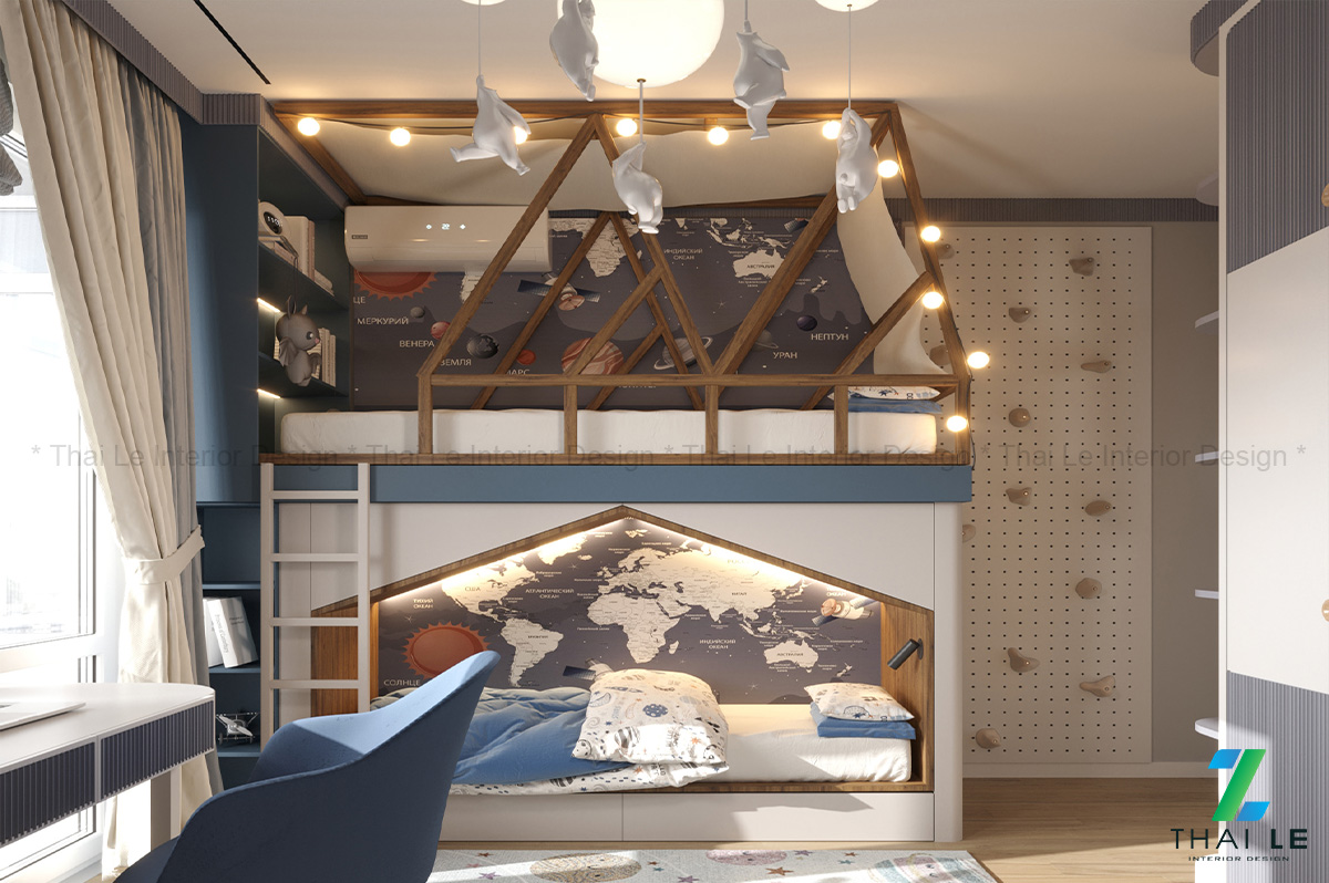 Thiết kế nội thất phòng ngủ trẻ em Adventure Noo