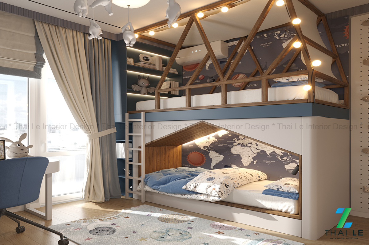 Thiết kế nội thất phòng ngủ trẻ em Adventure Noo